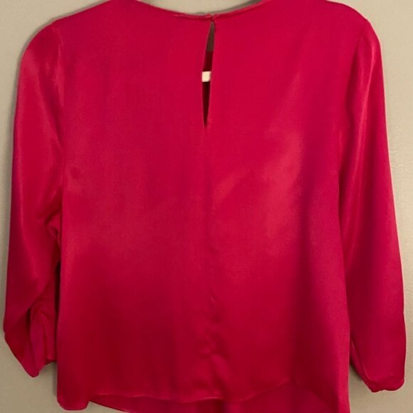Zara Pleated Satin Blouse in Fuchsia Size XS - Picture 4 of 5